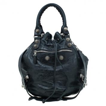 Pre Owned Balenciaga Dark Green Leather GSH Pompon Bag