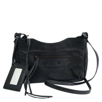 Pre Owned Balenciaga Gris Fossile Lambskin Leather Hip Shoulder Bag