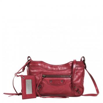 Pre Owned Balenciaga Burgundy Leather Hip Cross-Body Bag