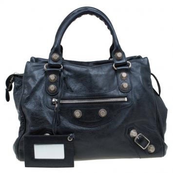 Pre Owned Balenciaga Black Leather GSH Midday Bag