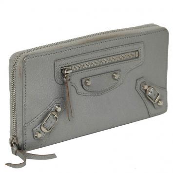 Pre Owned Balenciaga Silver Leather Wallet