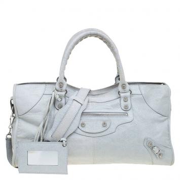 Pre Owned Balenciaga Ice Blue Leather Silver Hardware Part Time Tote