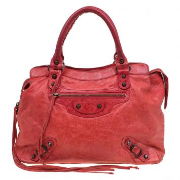 Pre Owned Balenciaga Red Leather Step RH Tote