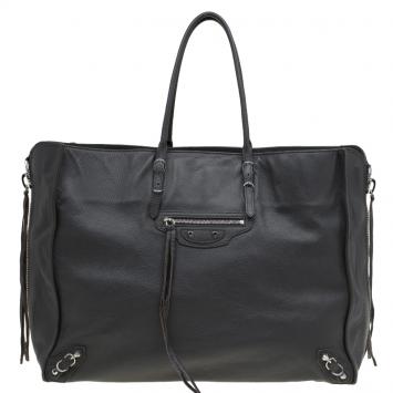 Pre Owned Balenciaga Dark Grey Leather A4 Papier Side Zip Tote