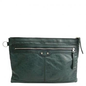Pre Owned Balenciaga Black Lambskin Arena Classic Clip L Clutch