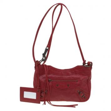 Pre Owned Balenciaga Red Leather RH Hip Crossbody  Bag