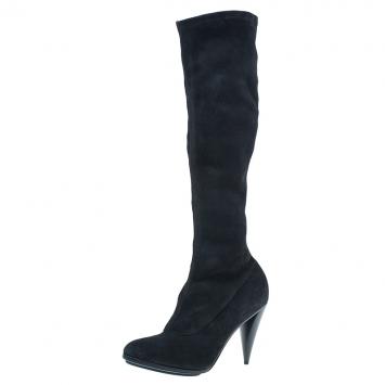 Pre Owned Balenciaga Black Suede Knee Boots Size 40