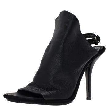 Pre Owned Balenciaga Black Leather Glove Sandals Size 40