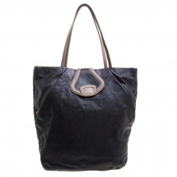 Pre Owned Bally Black Leather Shopper Tote