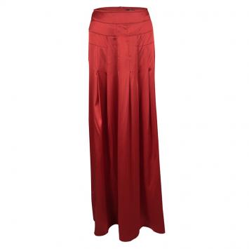 Pre Owned Boss by Hugo Boss Red Silk Satin Varana Maxi Skirt M