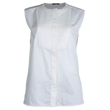 Pre Owned Boss by Hugo Boss White Cotton Sleeveless Blouse M