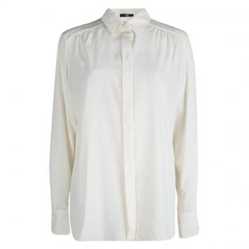 Pre Owned Boss By Hugo Boss Cream Silk Long Sleeve Basola Shirt L