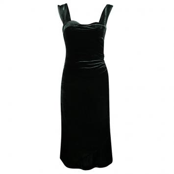 Pre Owned Boss By Hugo Boss Dark Green Velvet Sleeveless Danette Dress S