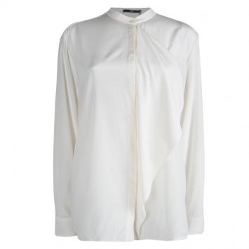 Pre Owned Boss By Hugo Boss Off White Silk Front Drape Detail Bivinia Blouse L