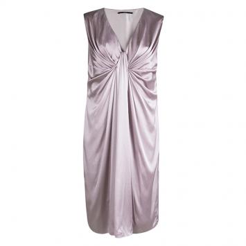 Pre Owned Boss By Hugo Boss Pale Purple Silk Draped Sleeveless Doresa Dress M