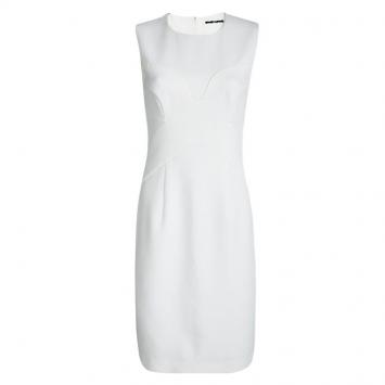 Pre Owned Boss By Hugo Boss White Sleeveless Sheath Dress S