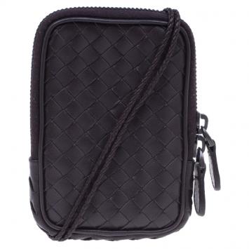 Pre Owned Bottega Veneta Brown Intrecciato High Tech Holder