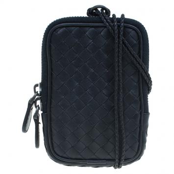 Pre Owned Bottega Veneta Black Intrecciato High Tech Holder