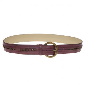 Pre Owned Bottega Veneta Purple Leather Chain Link Belt 85CM
