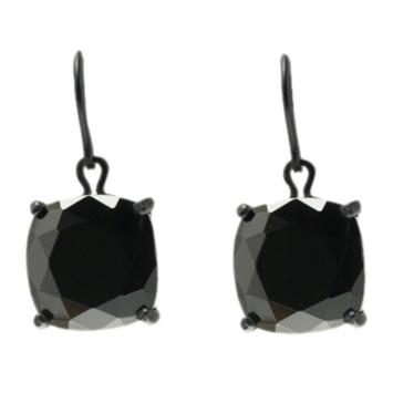 Pre Owned Bottega Veneta Black Zircon Coated Silver Hook Earrings