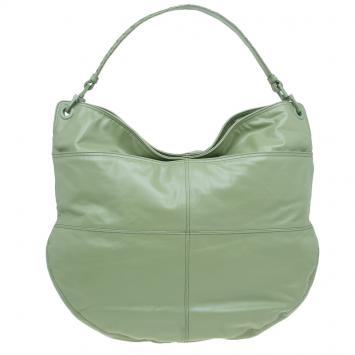 Pre Owned Bottega Veneta Mela Green Leather Woven Handle Hobo Bag