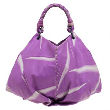 Pre Owned Bottega Veneta Violet Tye Dye Leather Large Aquilone Fortune Cookie Hobo
