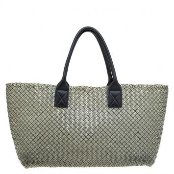 Pre Owned Bottega Veneta Black PVC Large Limited Edition Cabat Tote