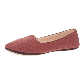 Pre Owned Bottega Veneta Brown Intrecciato Leather Carpet Slippers Size 38.5