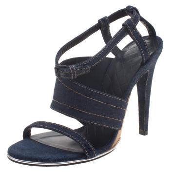 Pre Owned Bottega Veneta Denim Ankle Strap Sandals Size 37