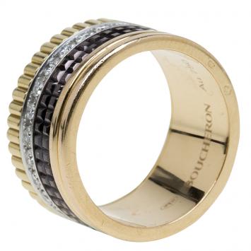 Pre Owned Boucheron Quatre Classic Diamonds Yellow White and Pink Gold Large Ring Size 52
