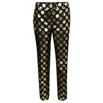 Pre Owned Boutique Moschino Black and Gold Foil Polka Dot Pants M