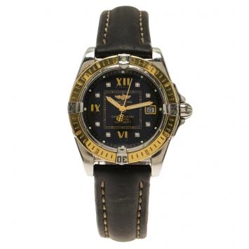Pre Owned Breitling Black 18K Yellow Gold and Stainless Steel Cockpit Lady Women's Wristwatch 32MM