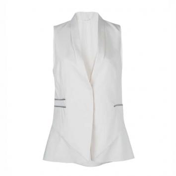 Pre Owned Brunello Cuccinelli Embellished Faux Pocket Detail Vest M
