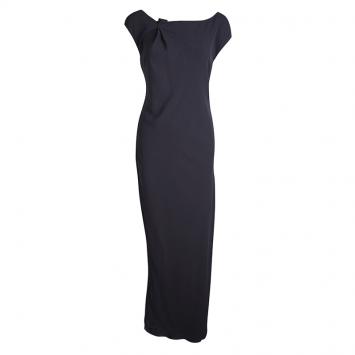 Pre Owned Brunello Cuccinelli Grey Silk Draped Sleeveless Maxi Dress M