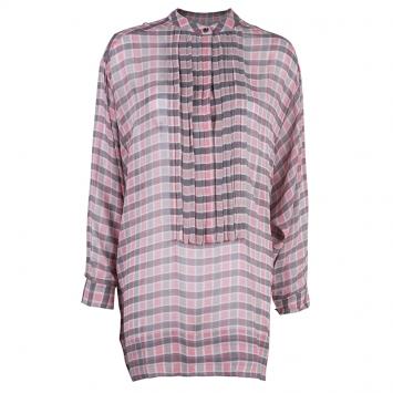 Pre Owned Burberry Brit Pink Check Oversize Top S