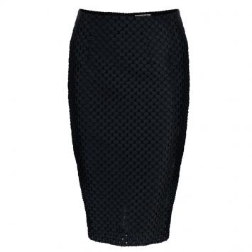 Pre Owned Burberry Black Textured Pencil Skirt S