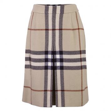 Pre Owned Burberry London Beige Nova Check Wool Skirt S