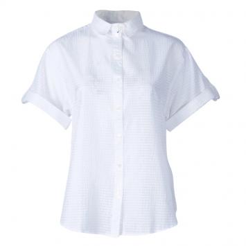 Pre Owned Burberry White Short Sleeve Cotton Top XS