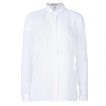 Pre Owned Burberry White Silk Button Down Top M