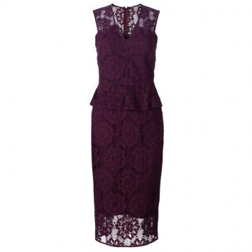 Pre Owned Burberry Burgundy Lace Sleeveless Dress S