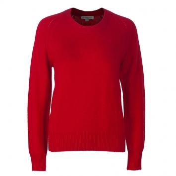 Pre Owned Burberry Red Crewneck Cashmere Knit Sweater L