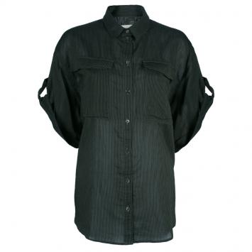 Pre Owned Burberry Brit Military Green Striped Button Down Shirt XL