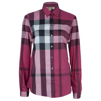 Pre Owned Burberry Pink Novacheck Long Sleeve Buttondown Cotton Shirt M