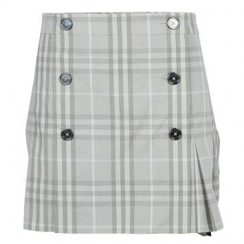 Pre Owned Burberry Novacheck Wraparound Pleated Mini Skirt M