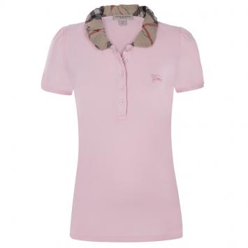 Pre Owned Burberry Brit Light Pink Novacheck Collar Polo Shirt S