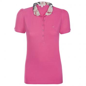 Pre Owned Burberry Brit Crimson Pink Novacheck Collar Polo Shirt M