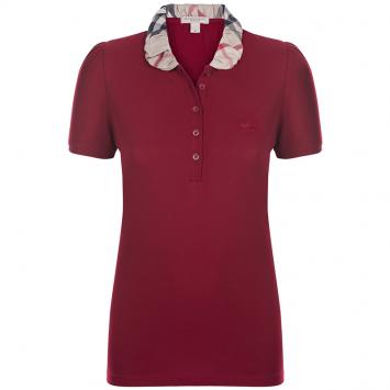 Pre Owned Burberry Brit Red Novacheck Collar Polo Shirt S