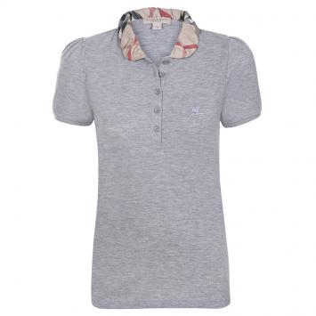 Pre Owned Burberry Brit Grey Melange Novacheck Collar Polo Shirt M