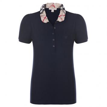 Pre Owned Burberry Brit Navy Blue Novacheck Collar Polo Shirt L