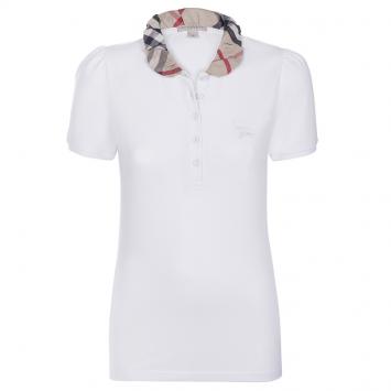Pre Owned Burberry Brit White Novacheck Collar Polo Shirt L